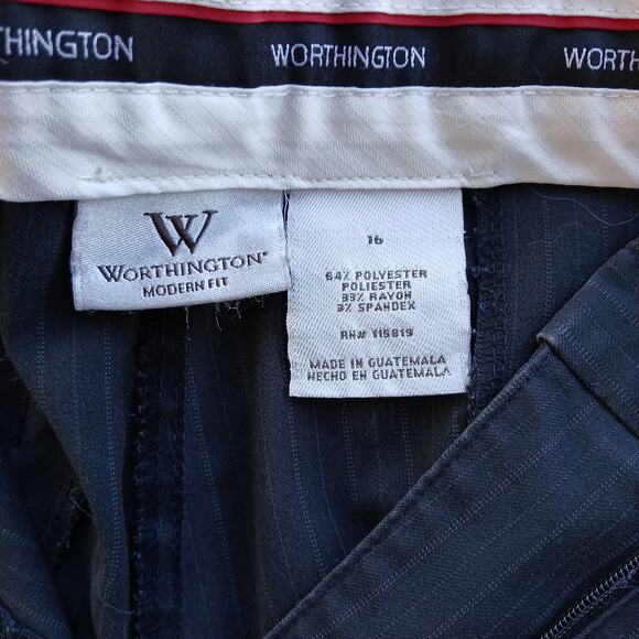 Worthington Modern Fit Pinstripe Slacks size 16 black straight leg real pockets - Picture 7 of 16